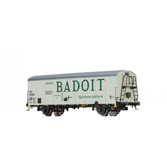 WAGON COUVERT FRIGO SNCF UIC "BADOIT"  ESSIEUX 87ème BRAWA